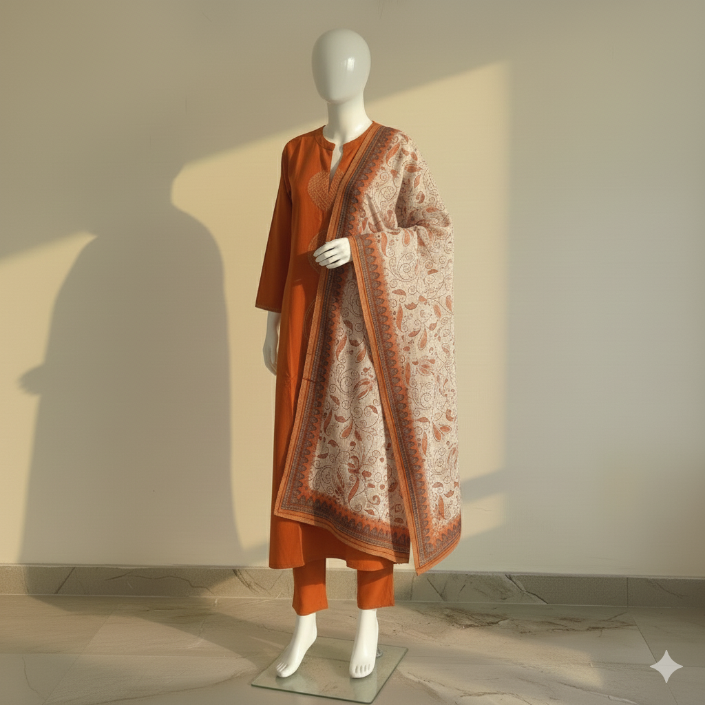 orange embroidered suit set MR 4