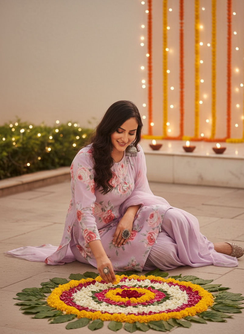 Lilac Rose Glow Sharara Set MR 1-purple