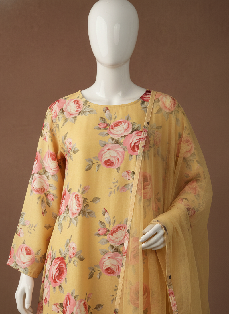 Sunlit Bloom Sharara Set MR 1-Yellow