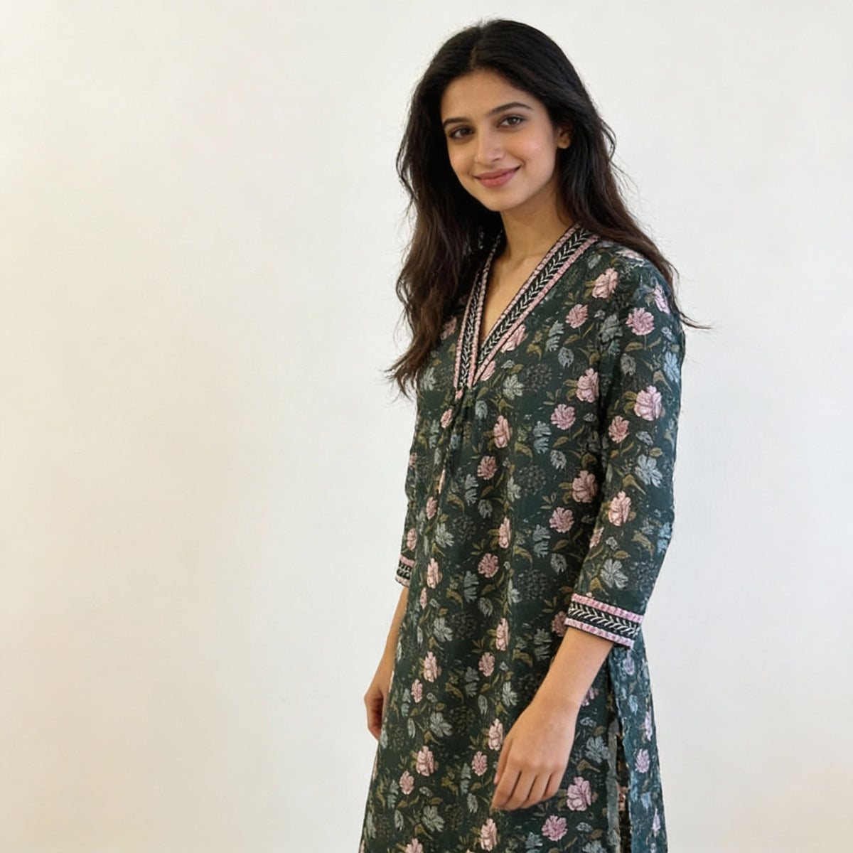 Elegant Dark Green Floral Printed Straight Kurta HO 2 S8