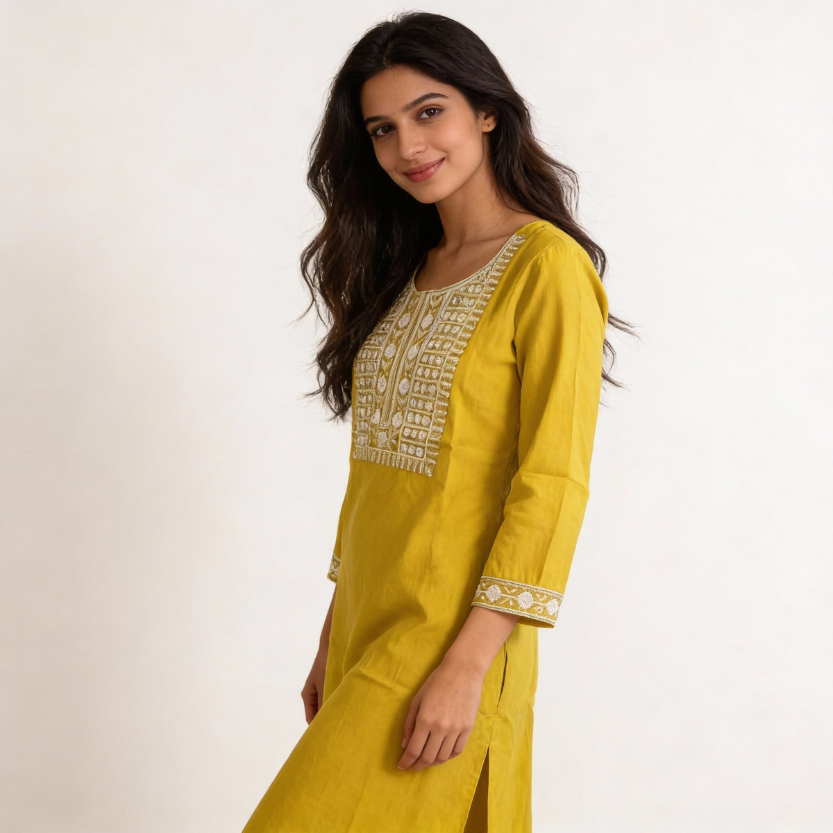 Elegant Mustard Yellow Embroidered Straight Kurta HO 2 S6