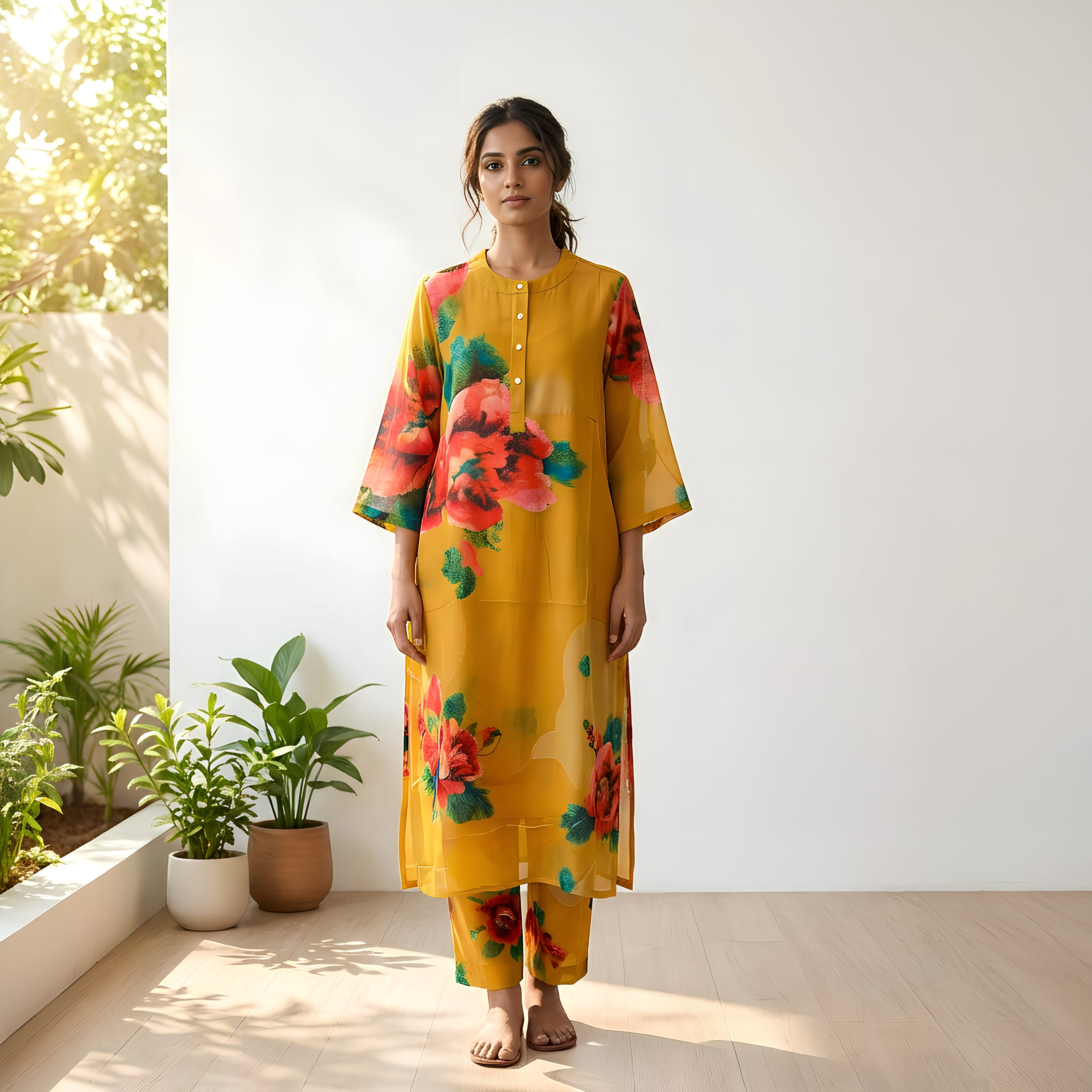 Golden Flora Elegance Co-ords