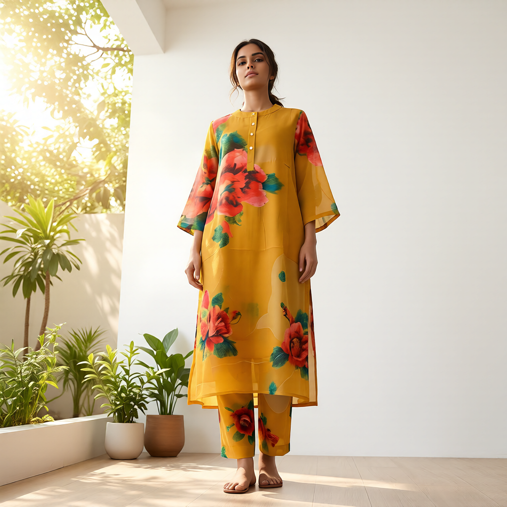 Golden Flora Elegance Co-ords