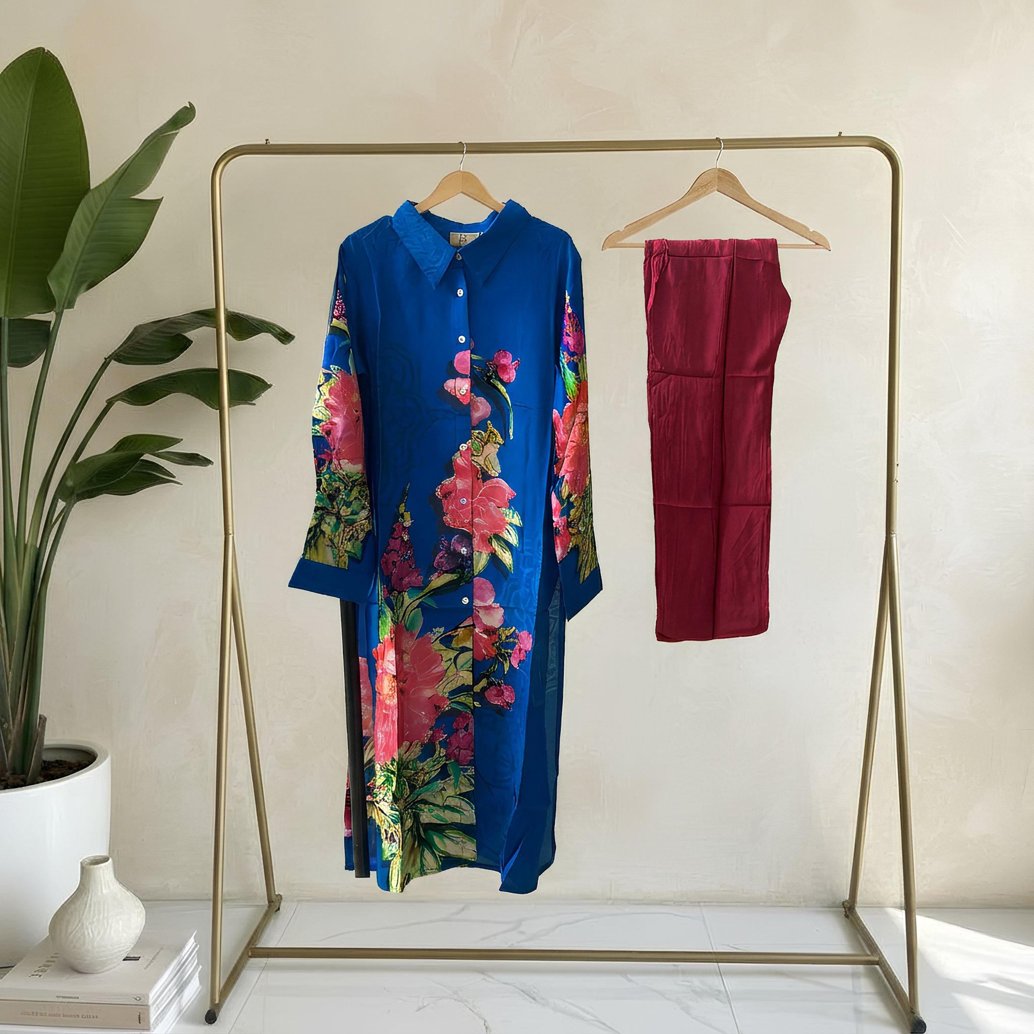 Floral Paradise Blue Kurta