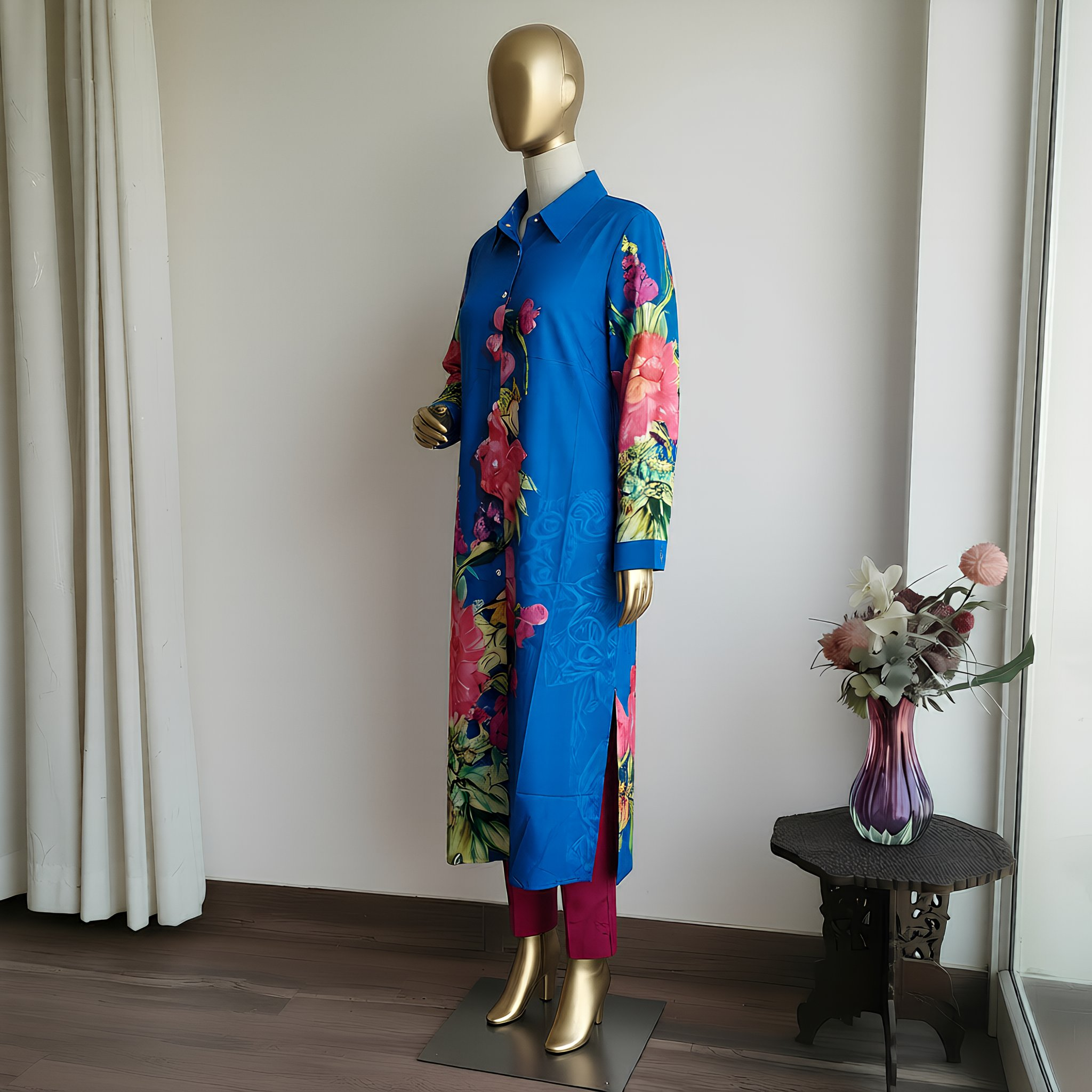 Floral Paradise Blue Kurta