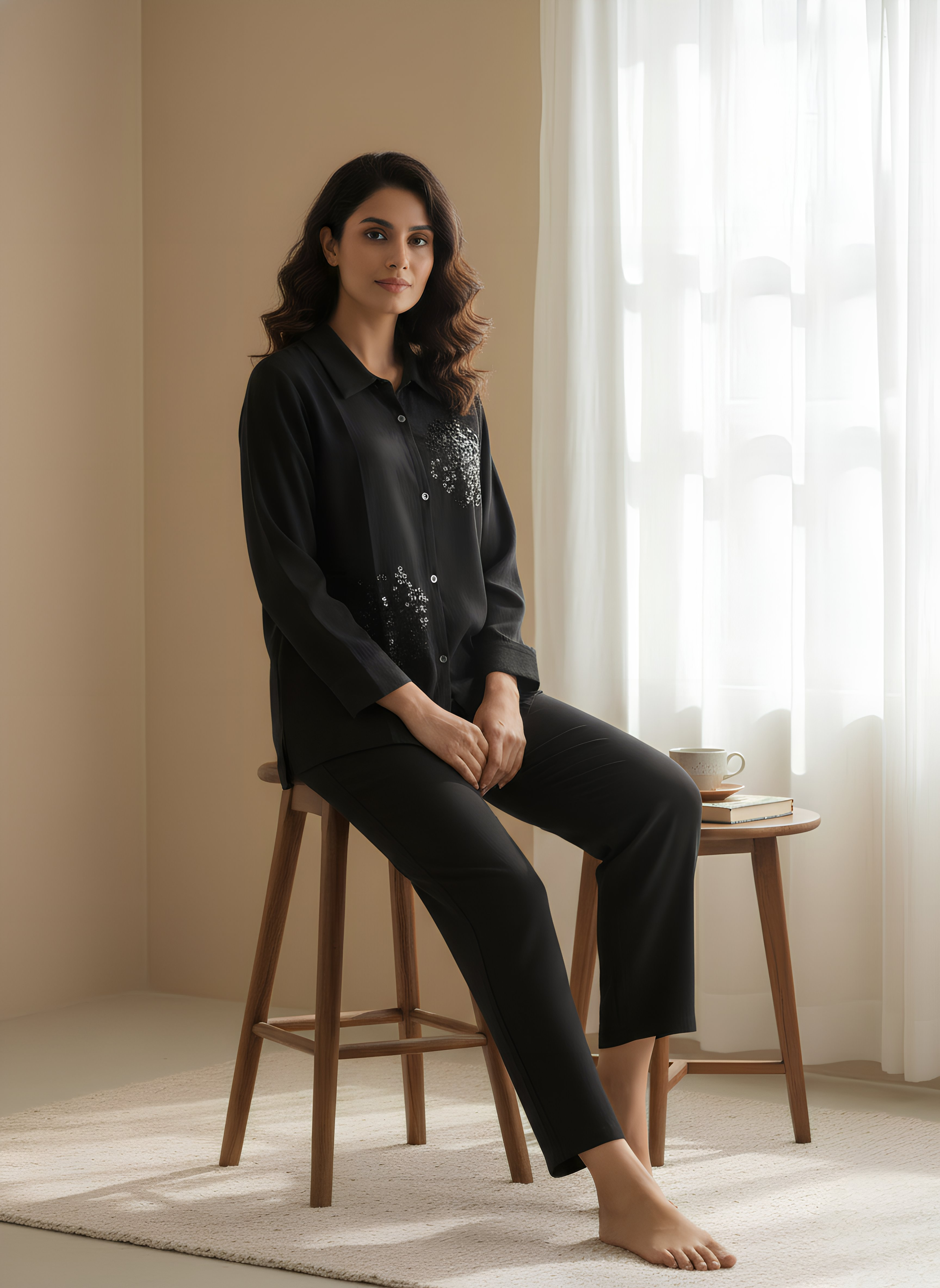 Black Blossom Co-ord Set