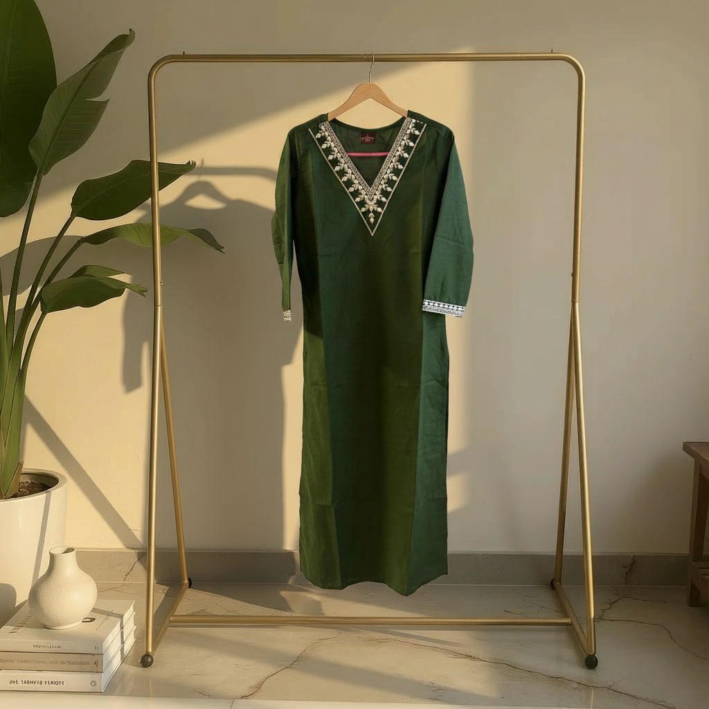 Olive Green Straight Kurta HO 2 S1