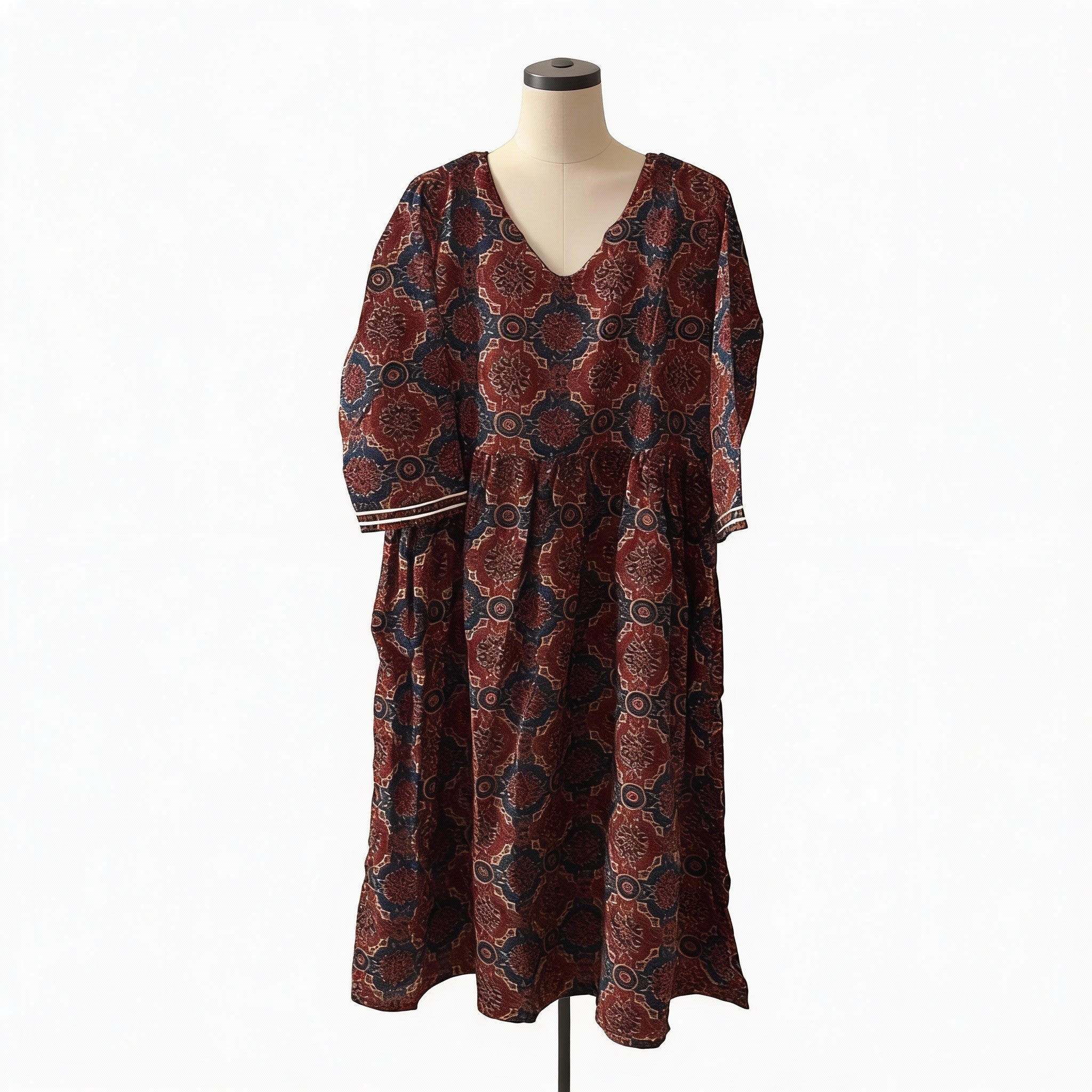 Rust Brown Ajrakh-Inspired Printed Kurta HO2 XL8