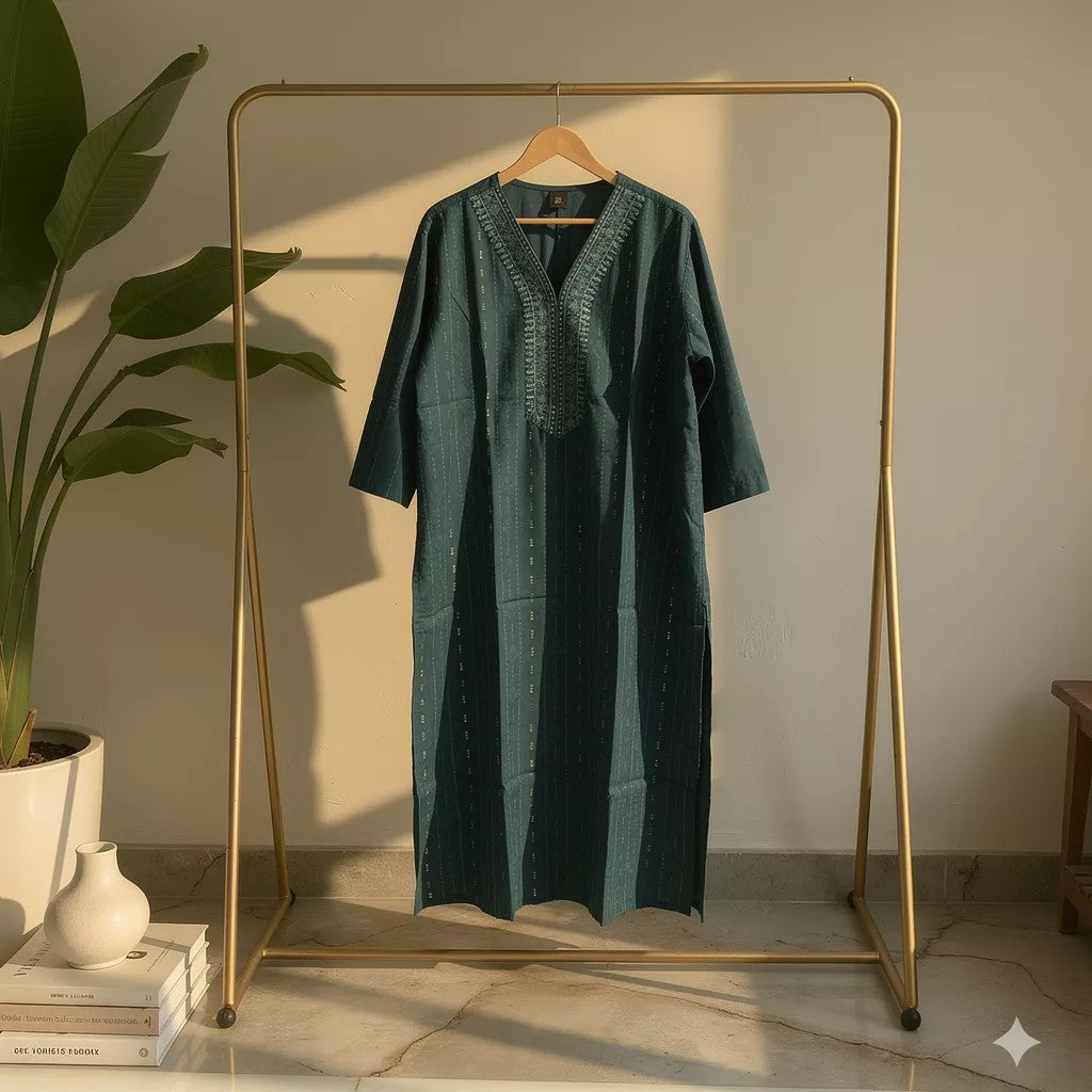 Dark Green Printed Kurta HO 6 - GREEN