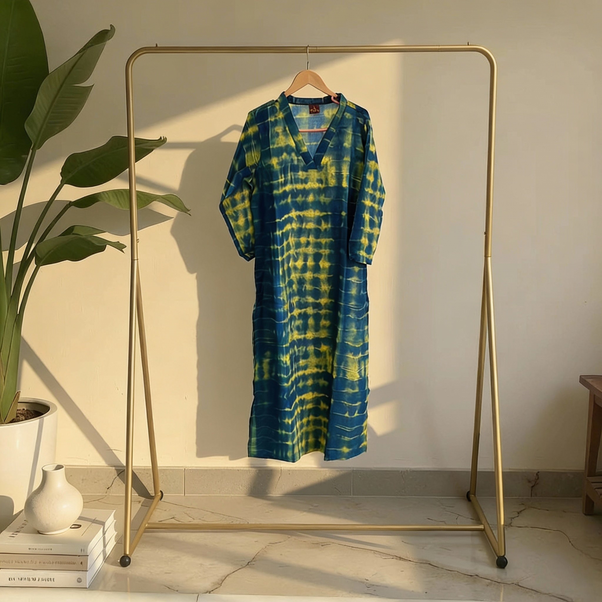 Green & Blue Tie-Dye Cotton Kurta HO2 L9