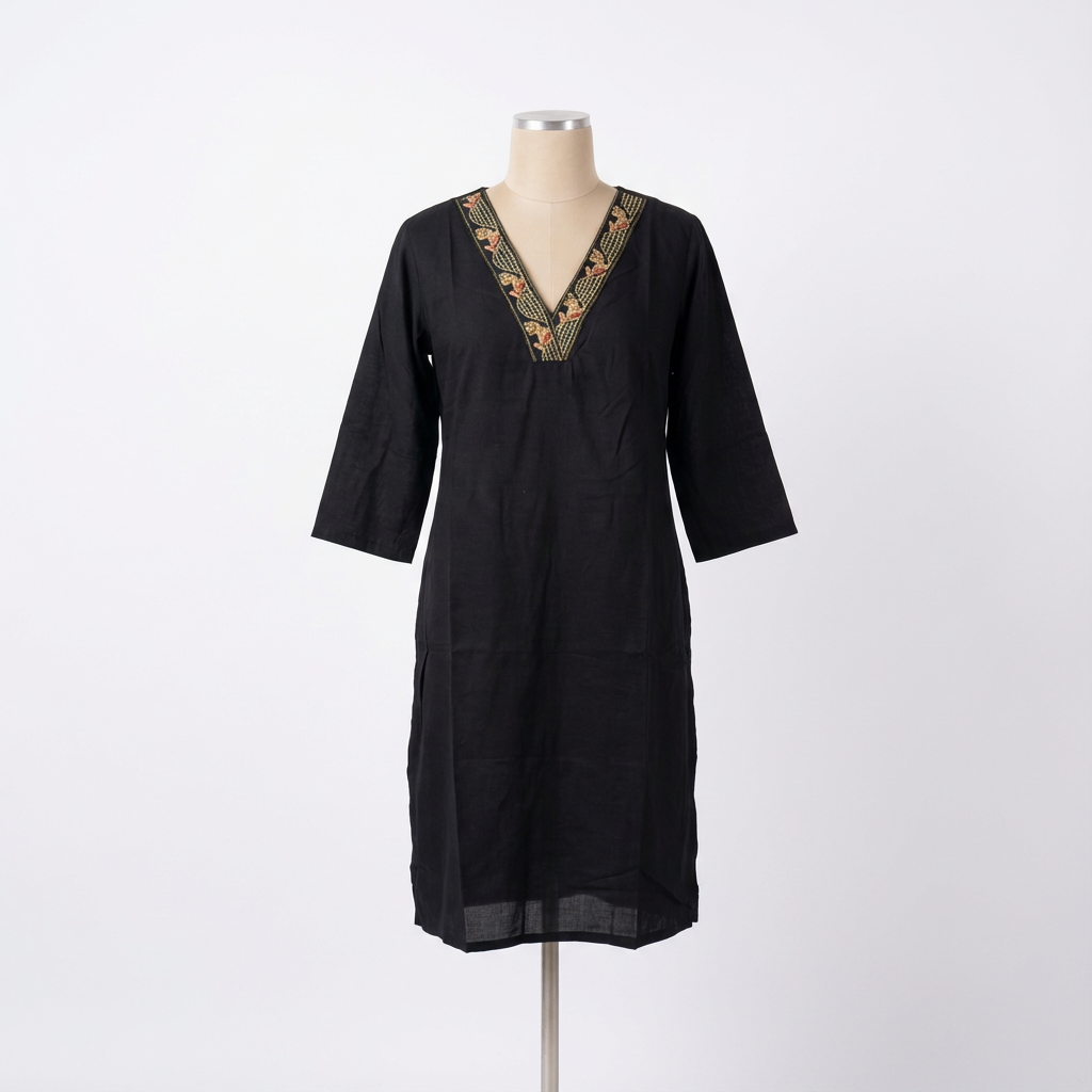 Black Solid Straight Kurta HO 2 M2