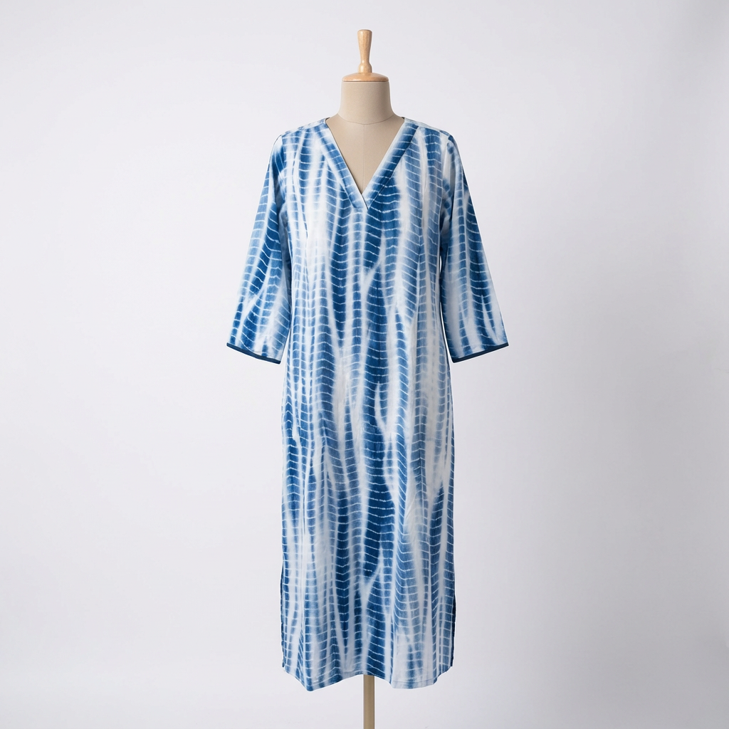 Indigo Blue Tie-Dye Printed Straight Kurta HO 2 M7