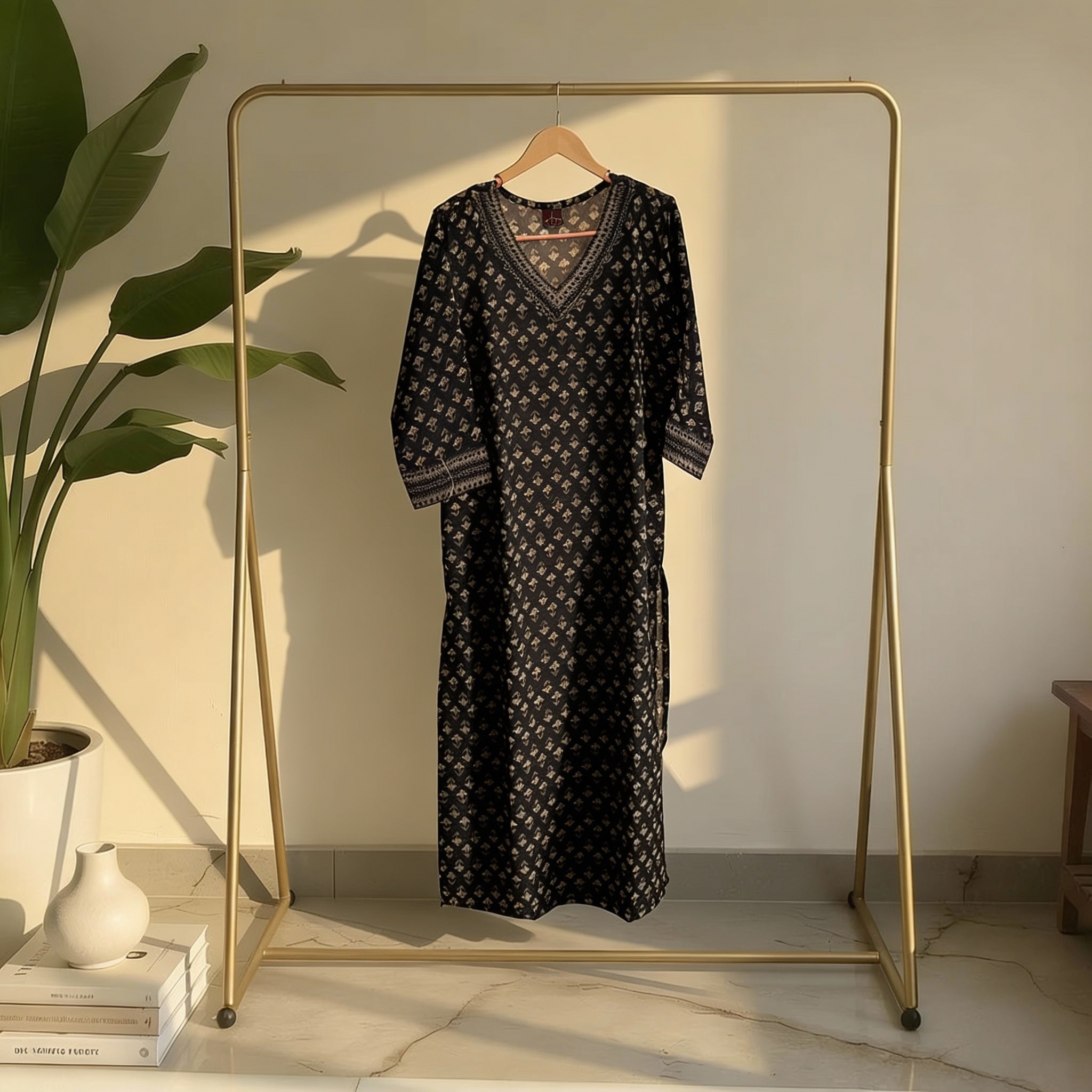 Black Ethnic Motif Printed Kurta HO2 L4