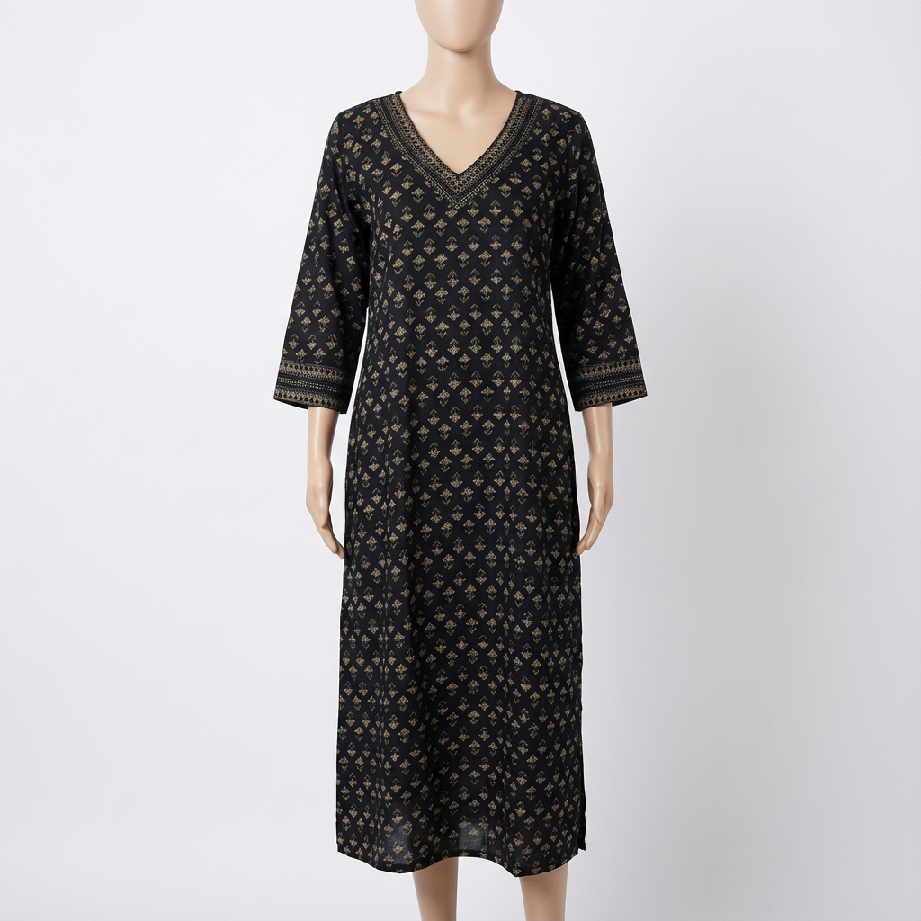 Black Ethnic Motif Printed Kurta HO2 L4