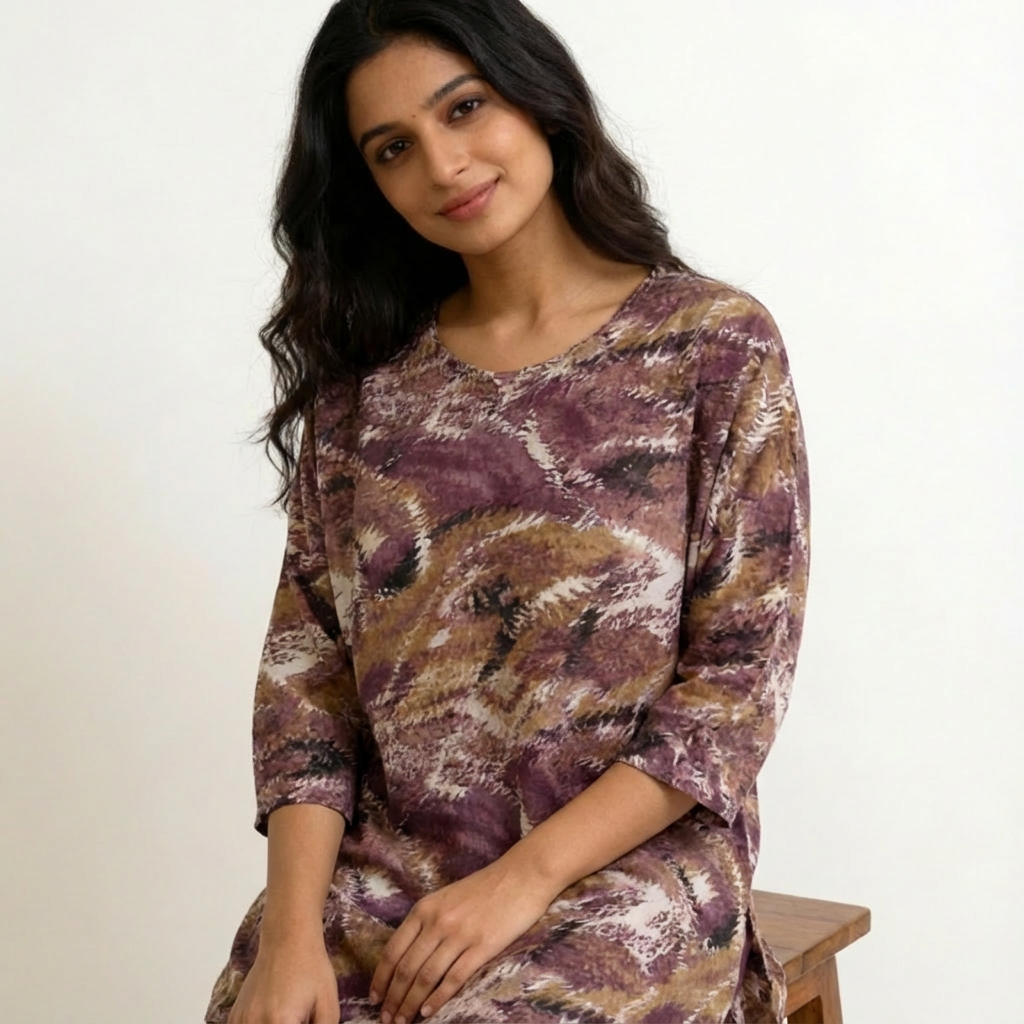 Earthy Abstract Print Straight Kurta HO2 2XL-8