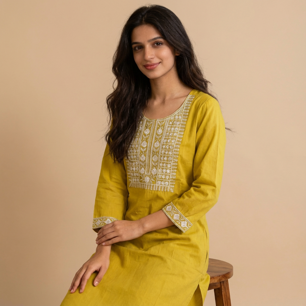 Elegant Mustard Yellow Embroidered Straight Kurta HO 2 S6