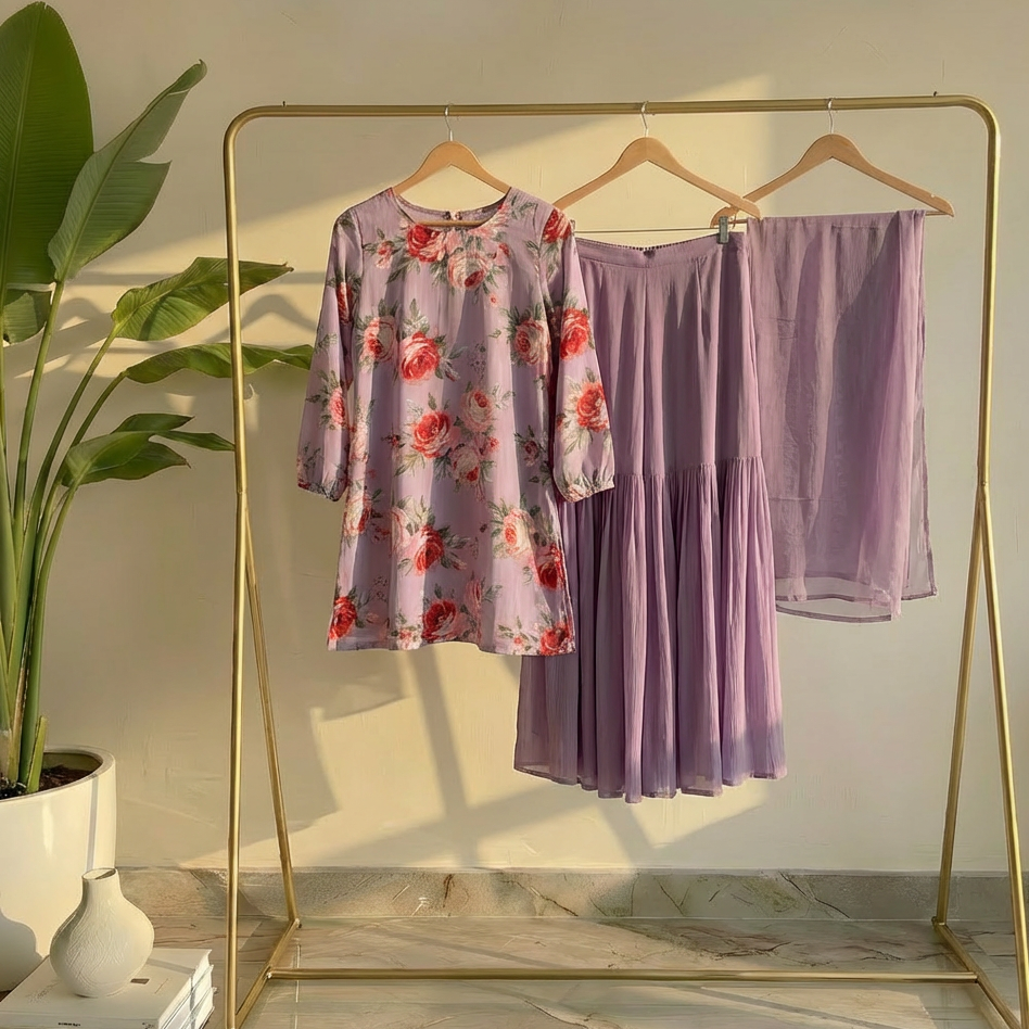 Lilac Rose Glow Sharara Set MR 1-purple