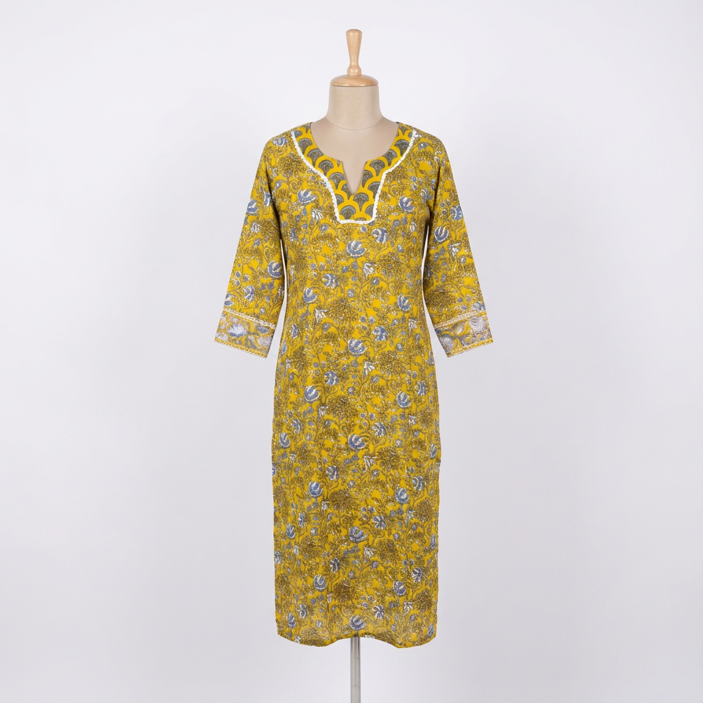 Mustard Floral Printed Kurta HO2 L6