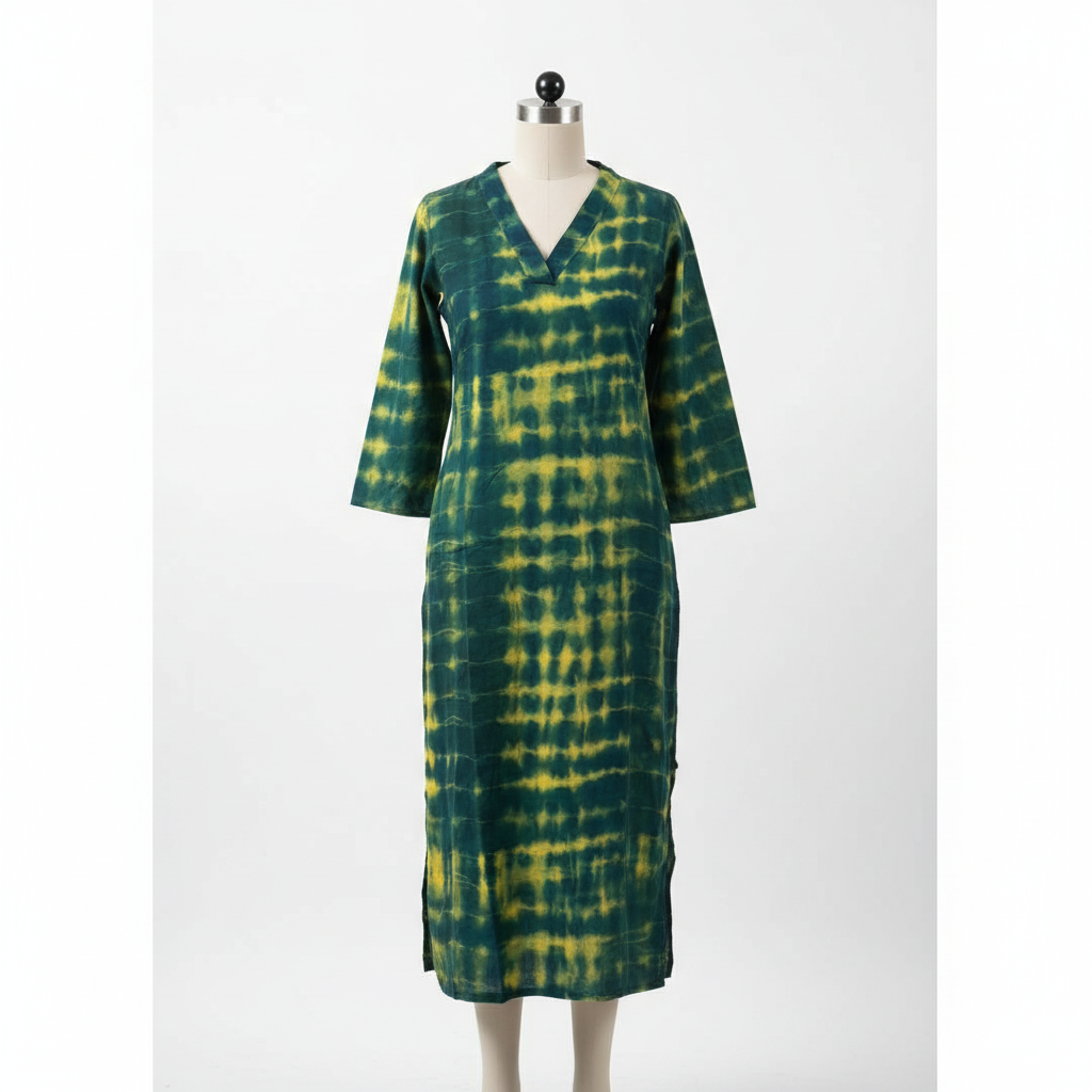 Green & Mustard Tie-Dye Printed Straight Kurta HO2 2XL-5