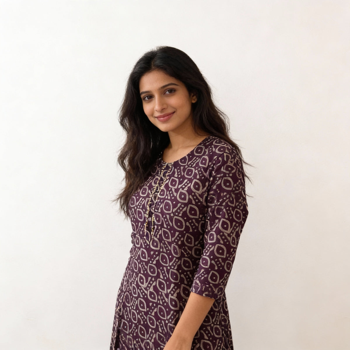 Maroon Bandhani-Inspired Printed Straight Cotton Kurta HO2 XL4