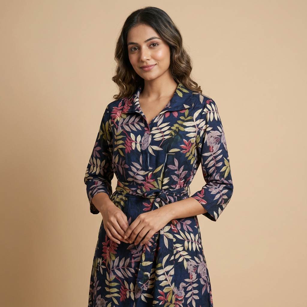 Black Floral Printed Collared Wrap Top  HO 2 M5