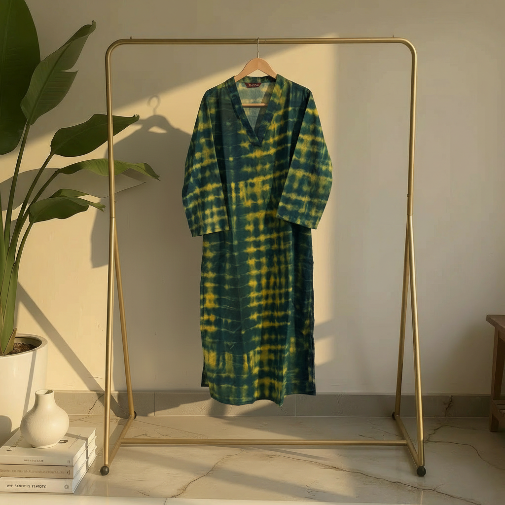 Green & Mustard Tie-Dye Printed Straight Kurta HO2 2XL-5