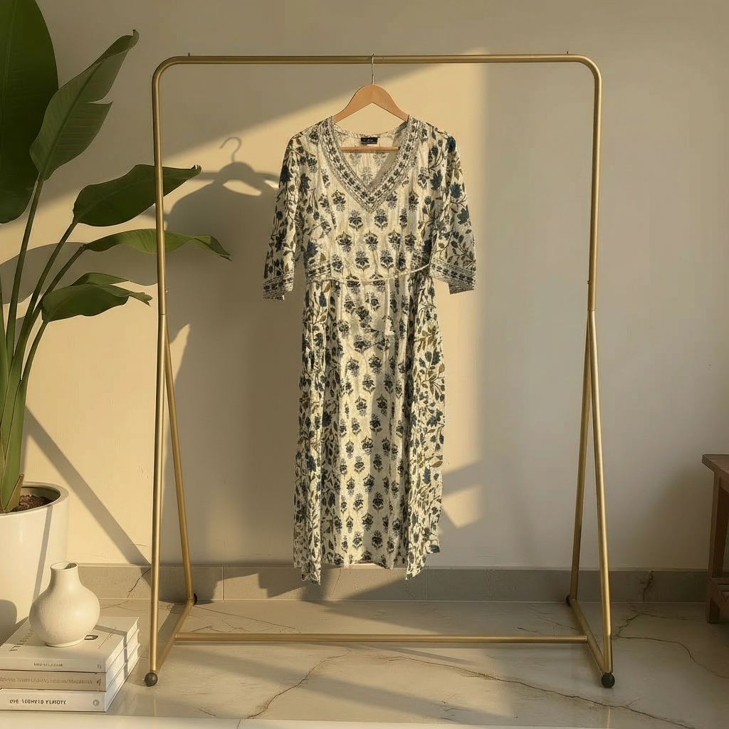 Off-White Floral Printed Kurta HO2 L2