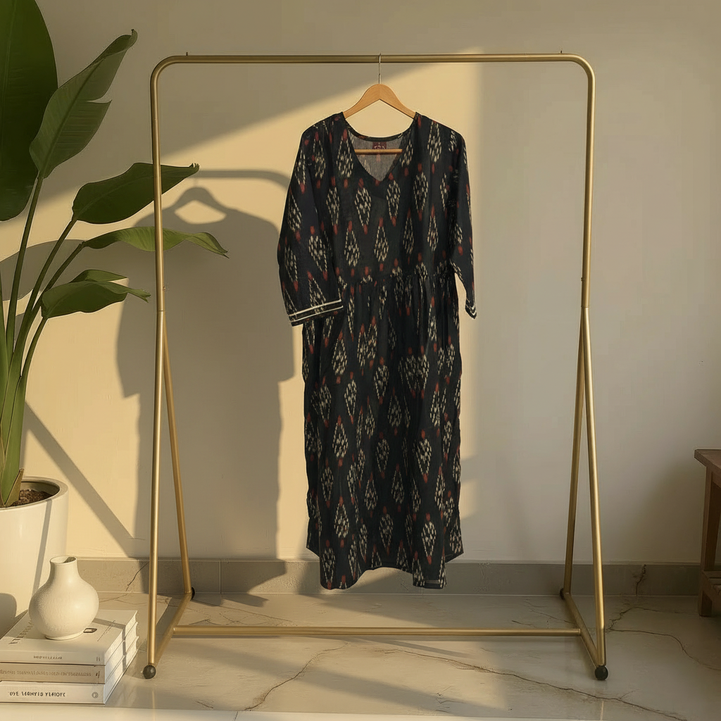 Black Ikat Print Cotton Kurta HO2 L7