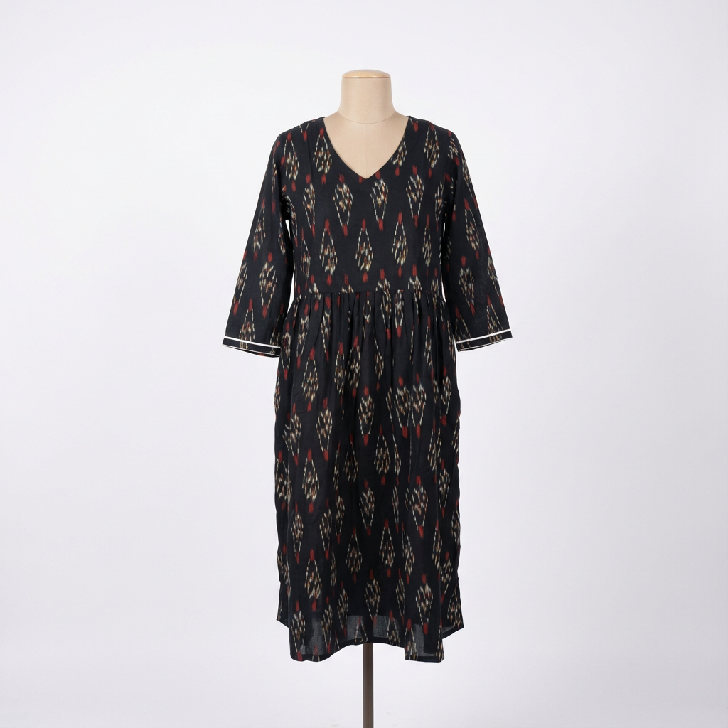 Black Ikat Print Cotton Kurta HO2 L7