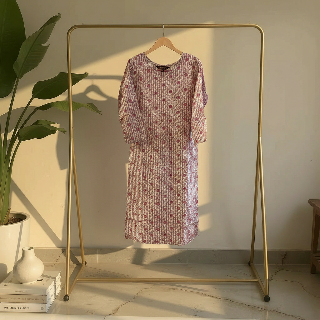 Soft Peach & Pink Floral Printed Straight Kurta HO 2 S9