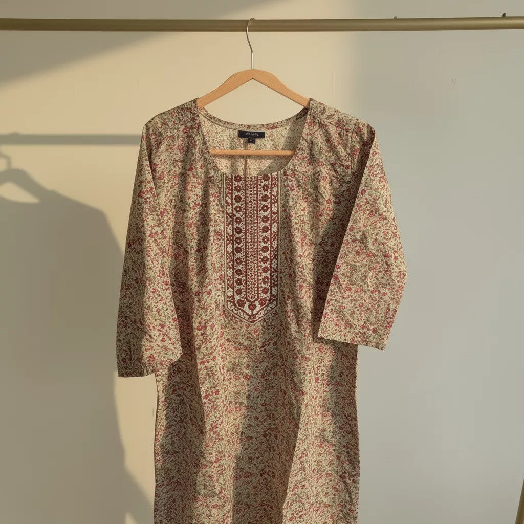Floral Beige Kurta  HO 5