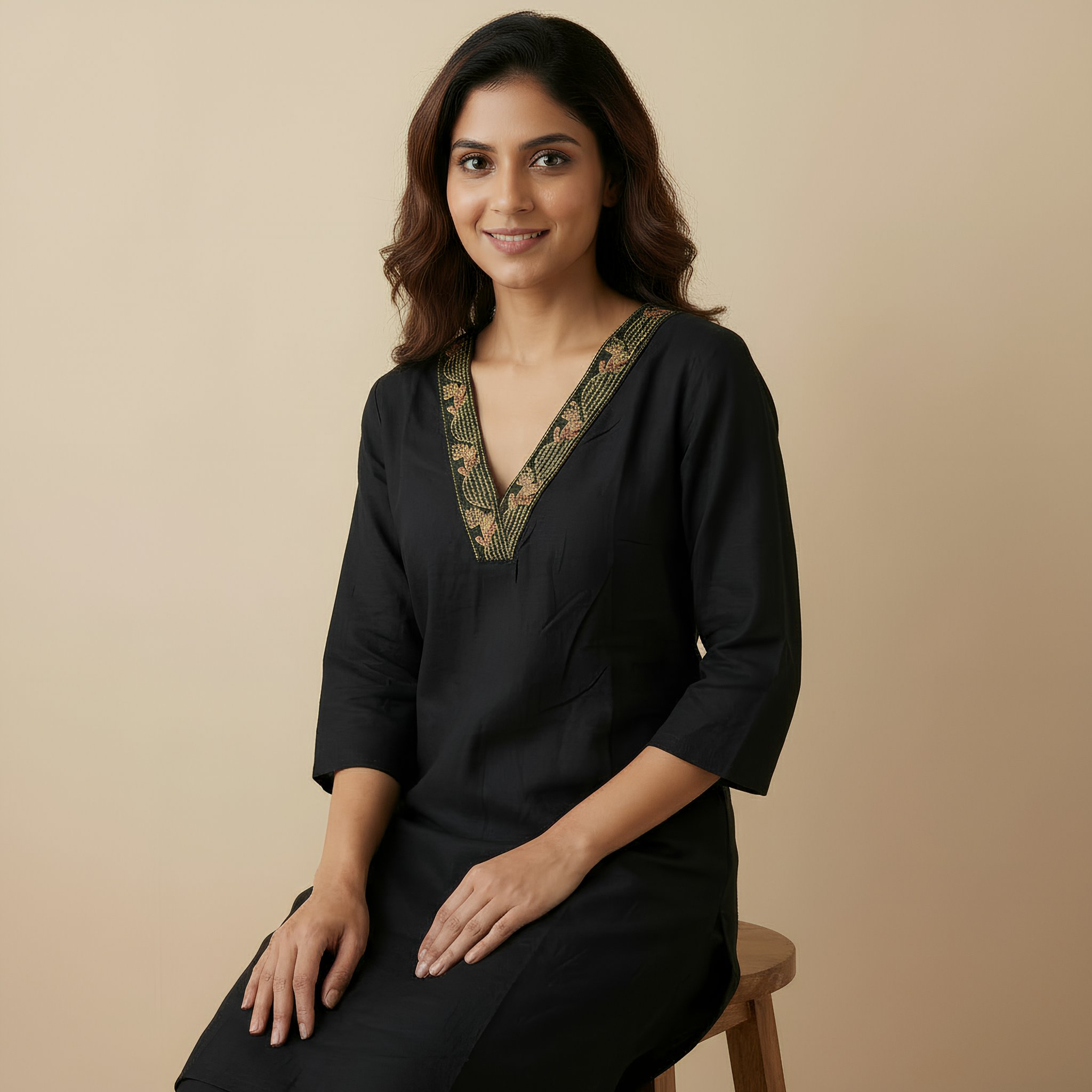 Black Solid Straight Kurta HO 2 M2