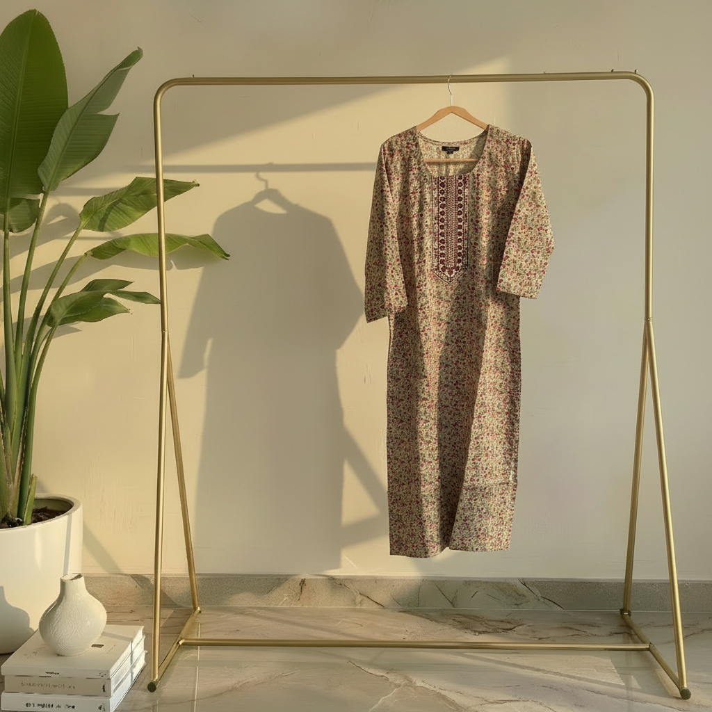 Floral Beige Kurta  HO 5