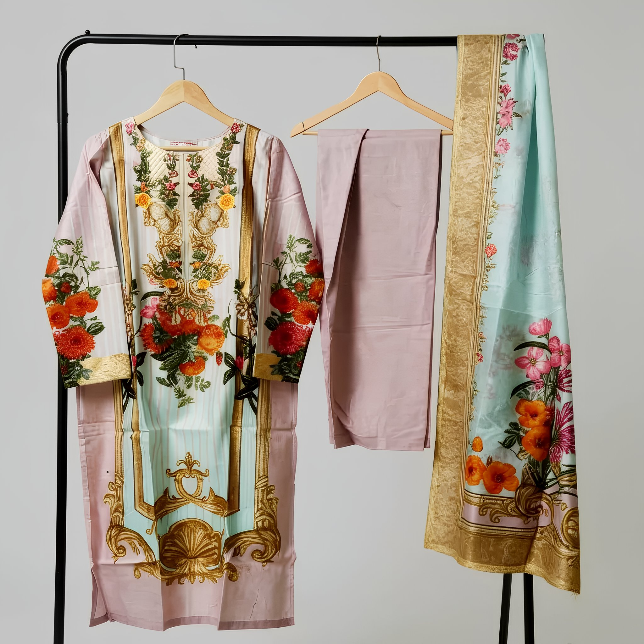 loral Printed Suit Set with Elegant Dupatta MO5.2