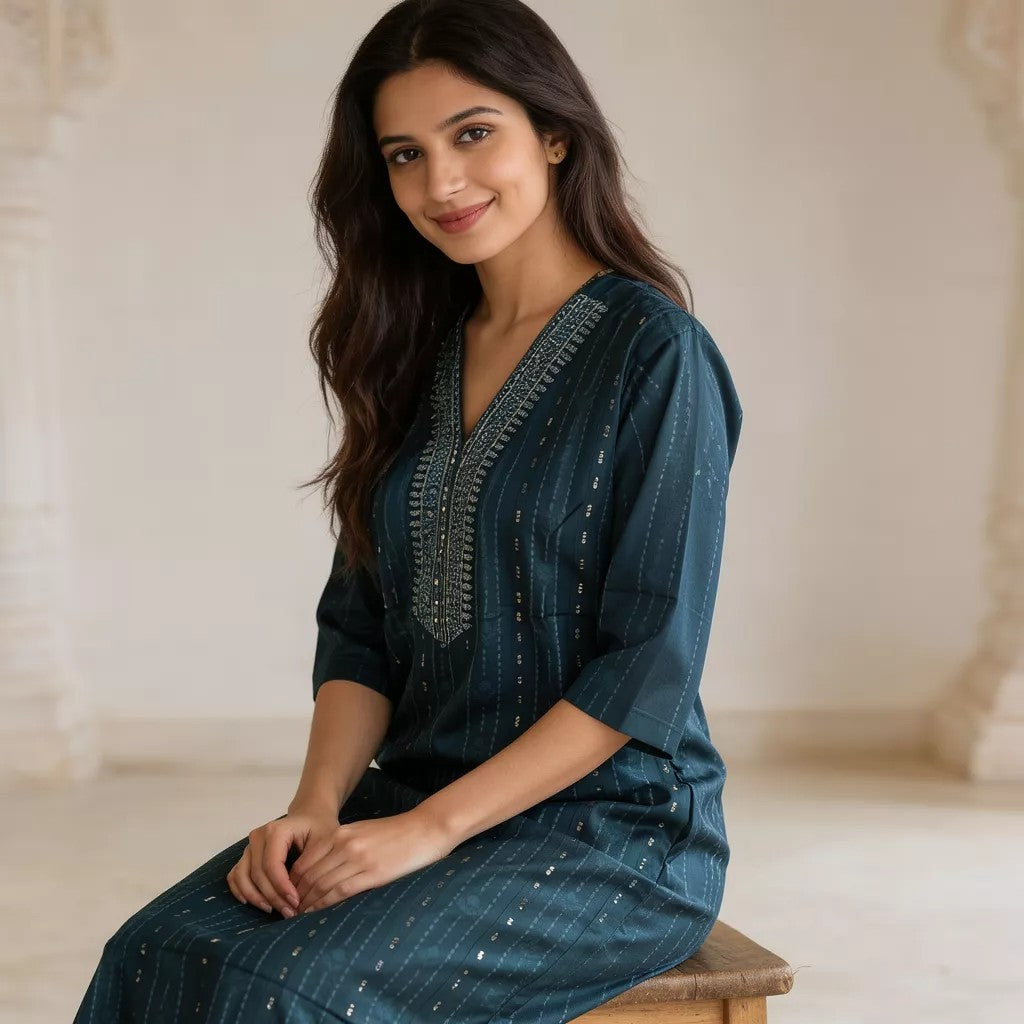 Dark Green Printed Kurta HO 6 - GREEN