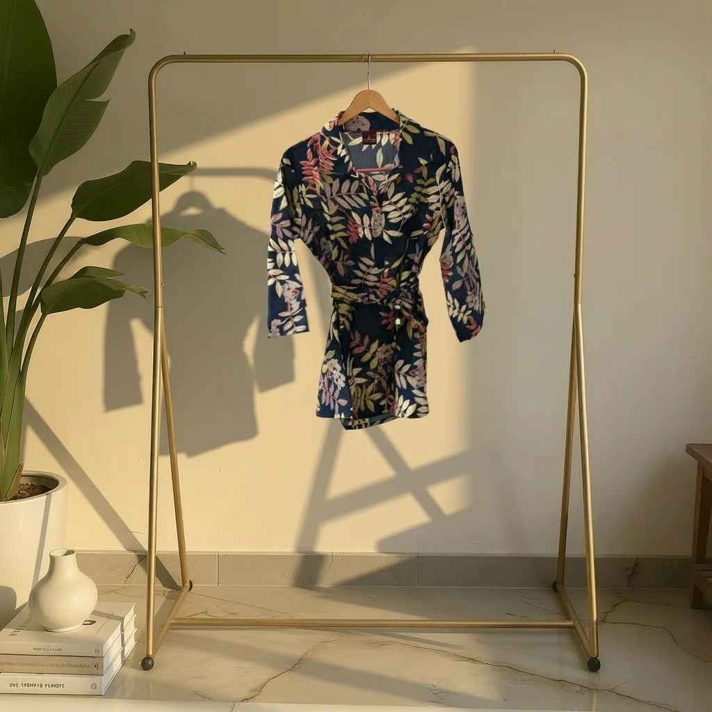 Black Floral Printed Collared Wrap Top  HO 2 M5