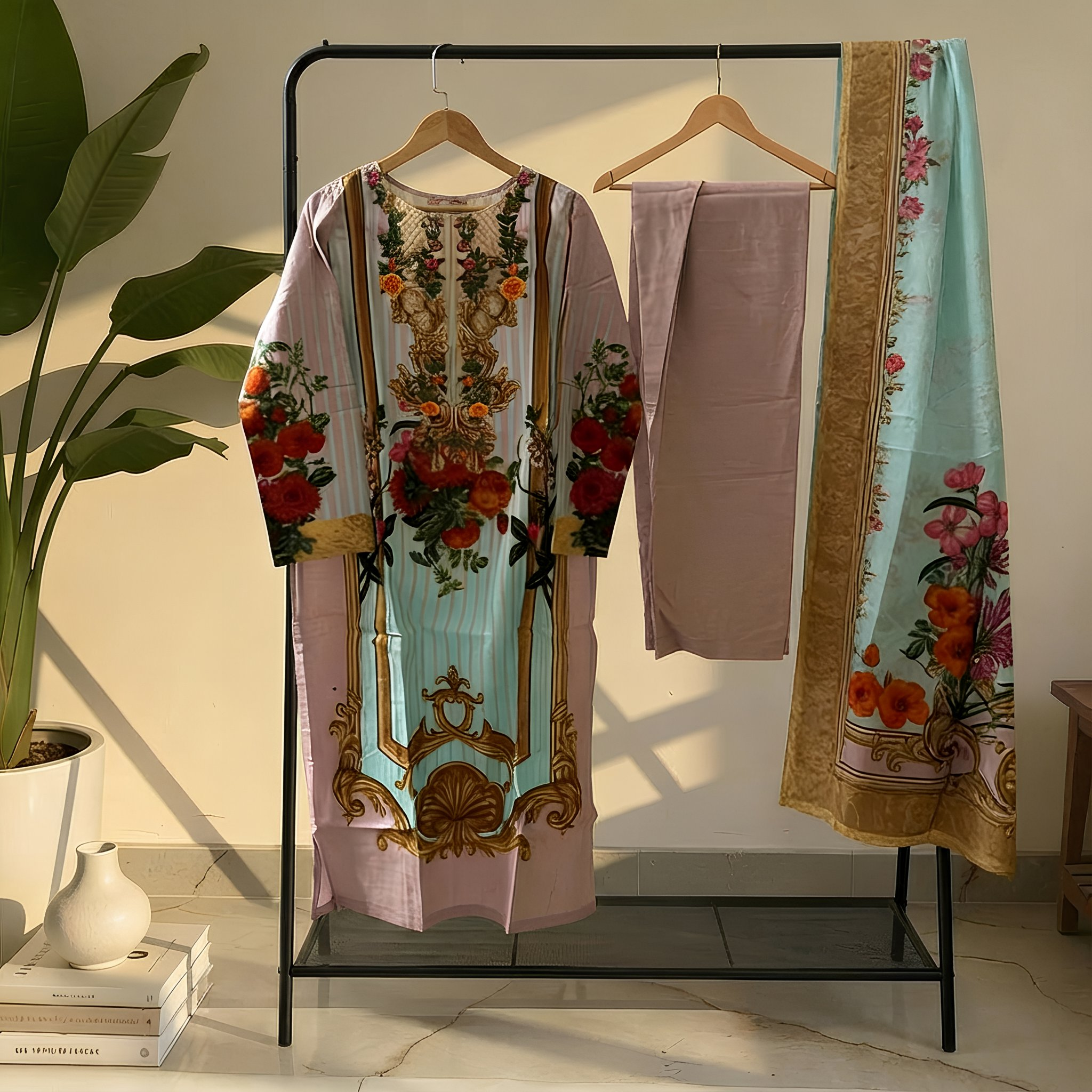 loral Printed Suit Set with Elegant Dupatta MO5.2