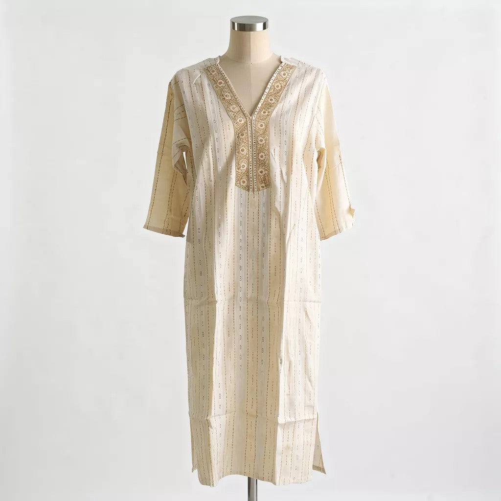 Ivory Stripe Kurta HO 6 - WHITE