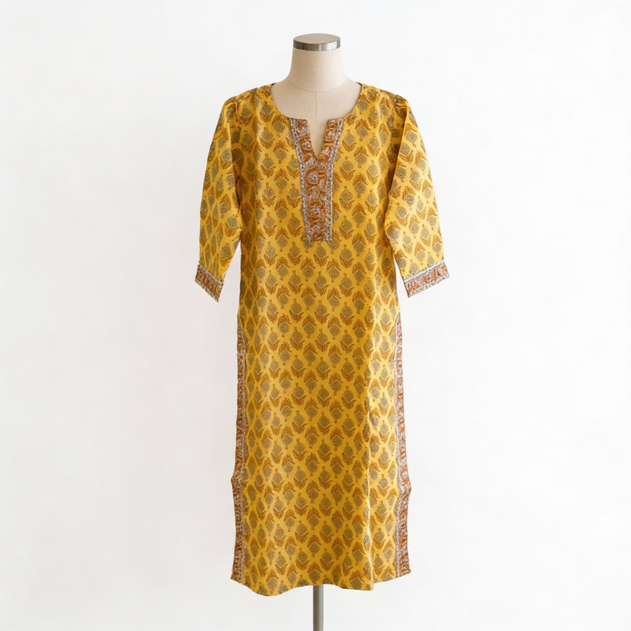 Mustard Yellow Printed Straight Kurta  HO 2 S 2