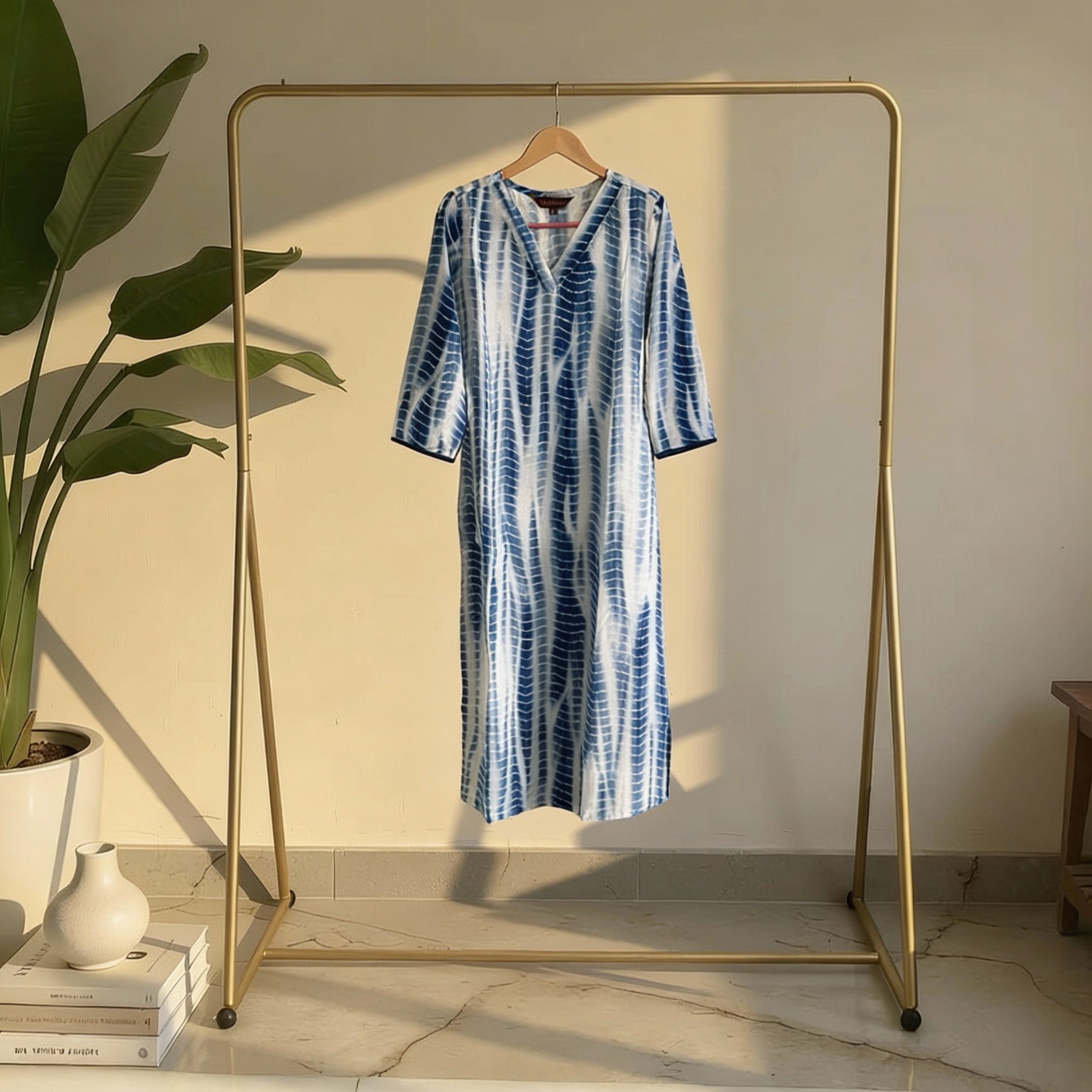 Indigo Blue Tie-Dye Printed Straight Kurta HO 2 M7