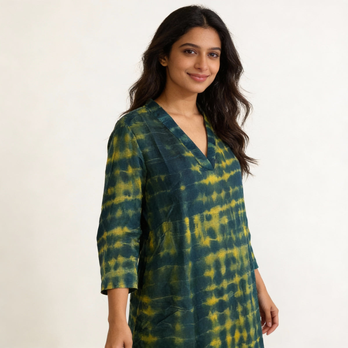 Green & Mustard Tie-Dye Printed Straight Kurta HO2 2XL-5