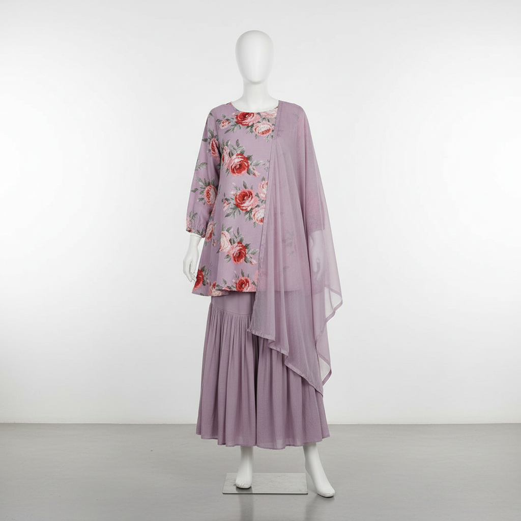 Lilac Rose Glow Sharara Set MR 1-purple