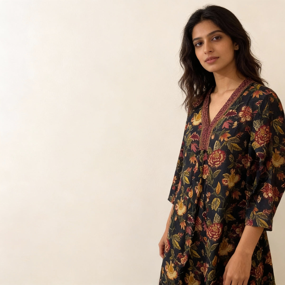 Dark Floral Printed Anarkali Style Kurta HO2 2XL-2