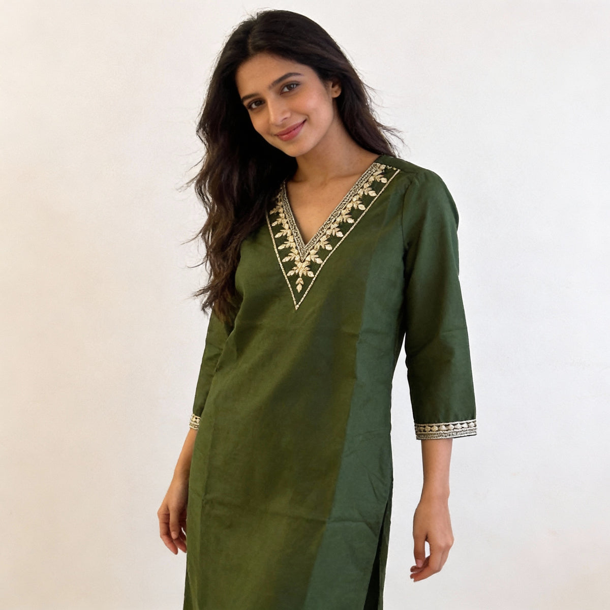 Olive Green Straight Kurta HO 2 S1