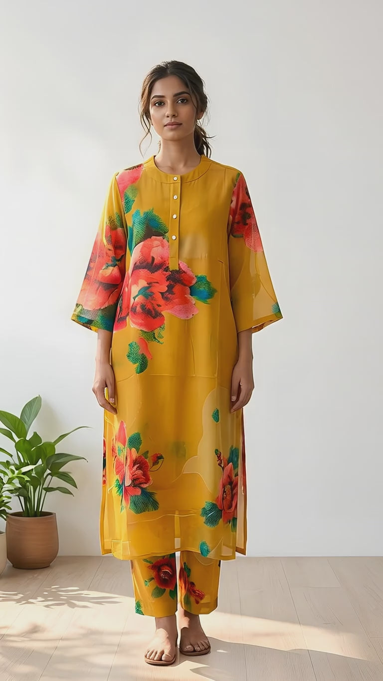 Golden Flora Elegance Co-ords