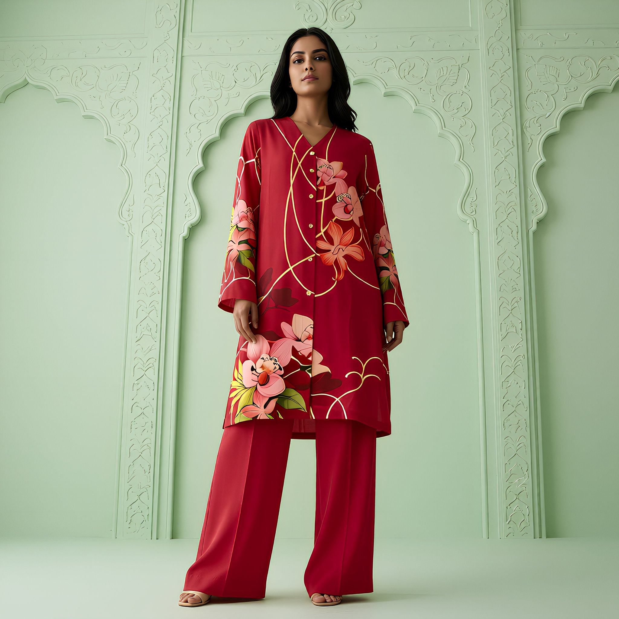 Rouge Bloom Signature printed co ord set for women
